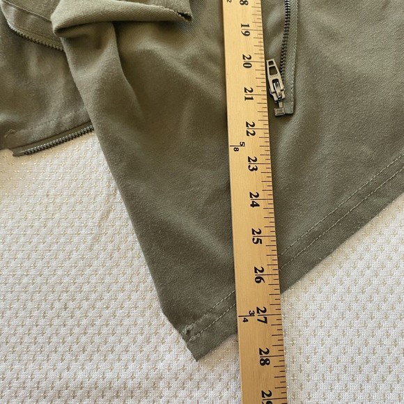 Blank Nyc Faux Leather Jacket Knit Draped Open Army Green medium - Picture 9 of 9